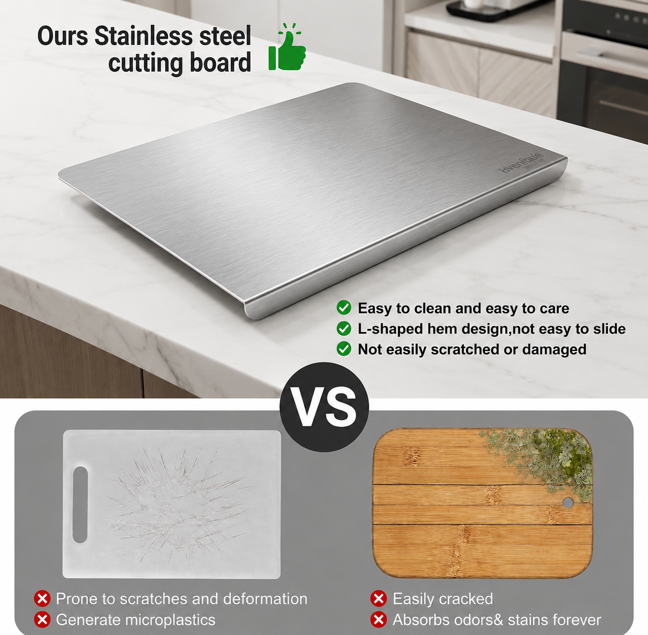 SteelGuard™ Stainless Steel Chopping Board